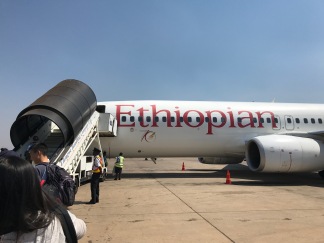 Boarding our plane to Addis Ababa (ADD)