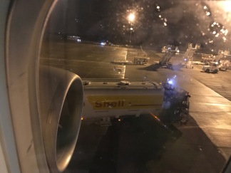 A Shell tanker refueling our plane in Dublin